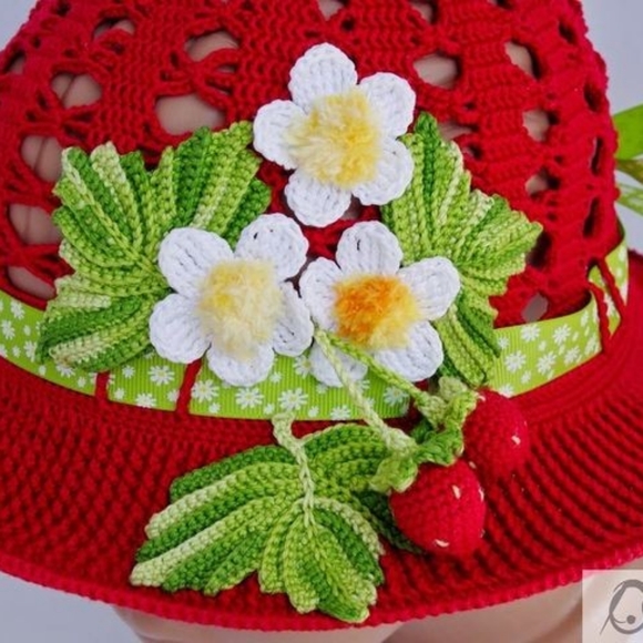 Spring baby girls hat, handmade crochet any size - Picture 2 of 7